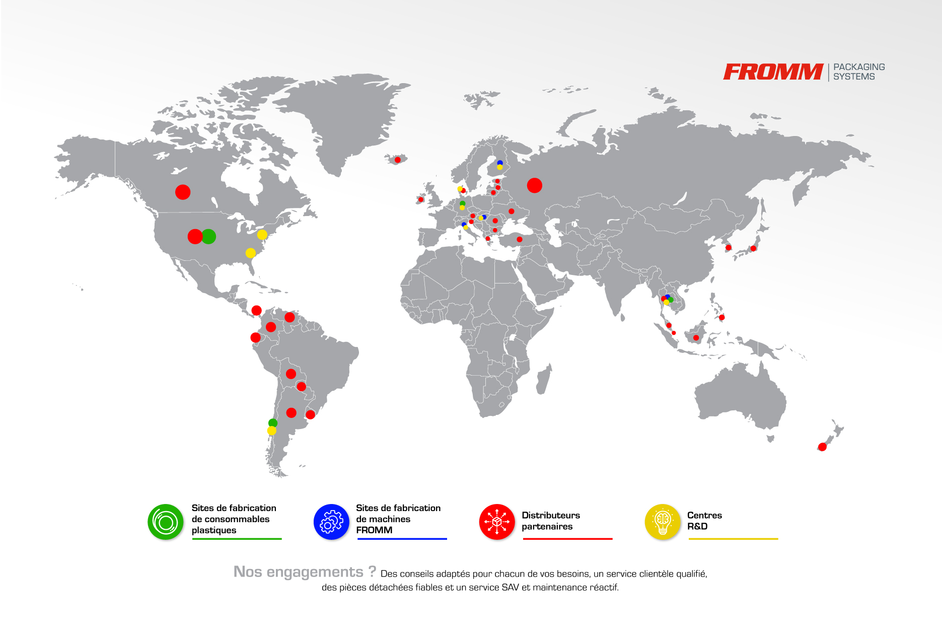 Carte des implantations du groupe FROMM dans le monde